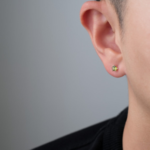 FourPin龙爪锆石螺丝耳钉小众简约气质百搭999银养耳洞耳骨钉男女