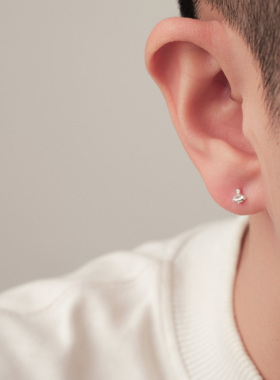 FourPin锆石星球耳钉小众设计感气质简约风小巧个性999银耳饰男女