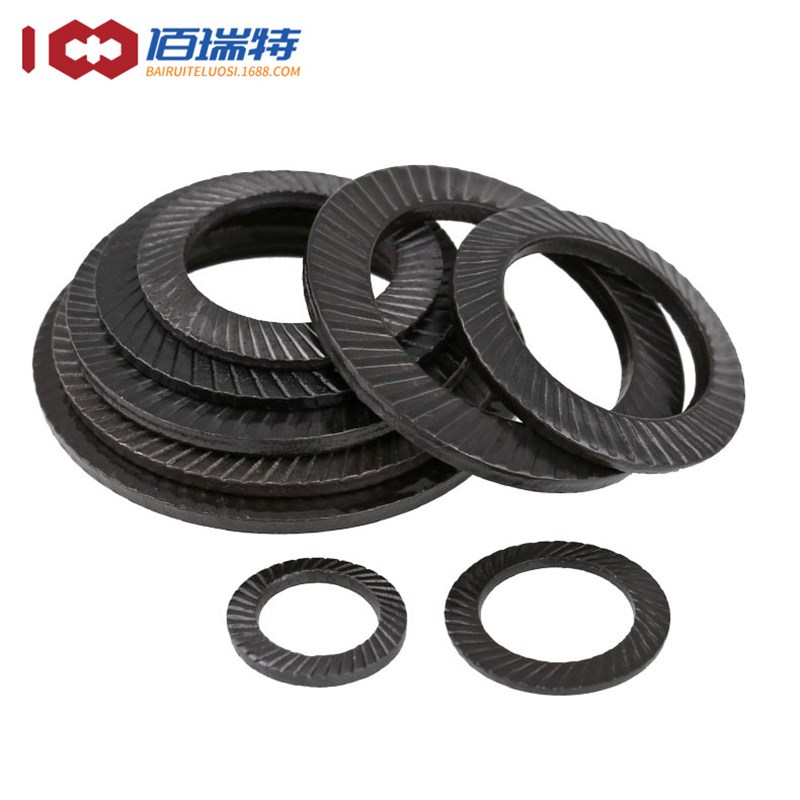 304不锈钢锥面垫圈双面防滑齿垫片防松G介子黑色锁紧垫片M4-M42