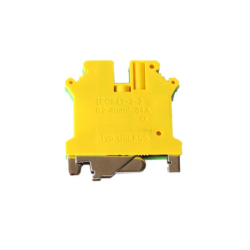 导轨式接地端子USLKG5双色黄绿端子F排JDUK5N 纯铜4mm平方