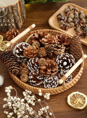 2025圣诞节新品松枝松果干果配饰礼物礼品打包装饰花束包装资材