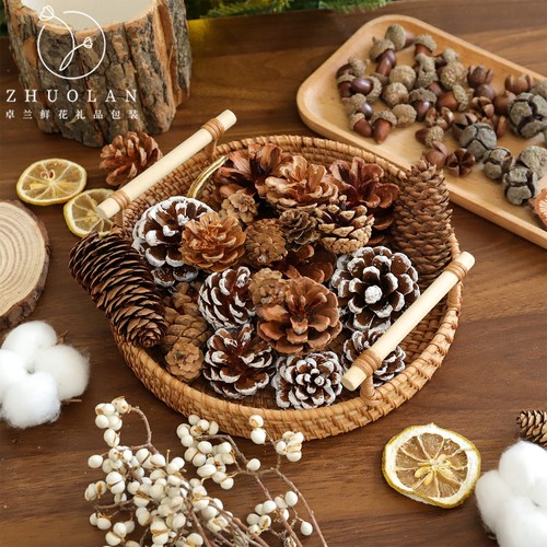 2025圣诞节新品松枝松果干果配饰礼物礼品打包装饰花束包装资材