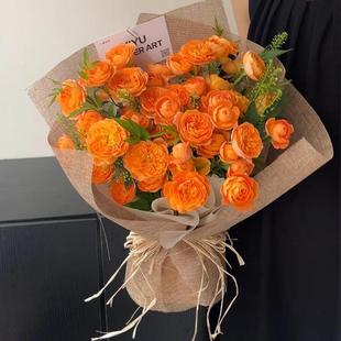 卓兰复古彩麻卷天然亚麻布花束包装纸花艺花店包花纸手工diy材料