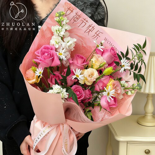 女神节新款花束包装纸花店包花背景纸加厚100克牛皮纸花艺diy材料