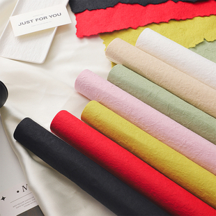 手撕东巴纸花束包装纸加厚立体感进口撕边包花艺术纸花店专用材料