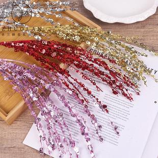 圣诞节火树银花亮片插枝烟花棒花束手工材料装饰配饰永生花点缀