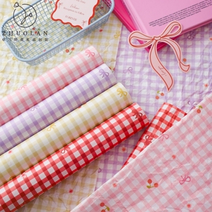 女神节新款格纹雪梨纸简约田园风包花内衬纸花束包装纸花艺资材