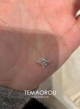 爆闪仿满钻星芒吊坠项链女款2026新爆款轻奢高级感极细锁骨链配饰