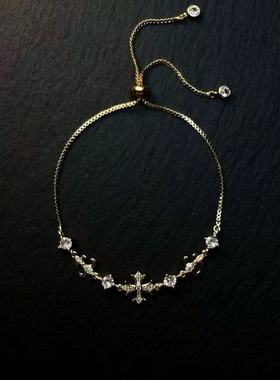 Vintage古着StarCross复古鸢尾花手链闪耀心迹调节女生手饰