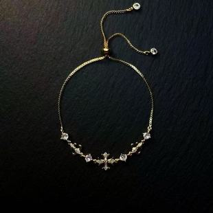 Vintage古着StarCross复古鸢尾花手链闪耀心迹调节女生手饰