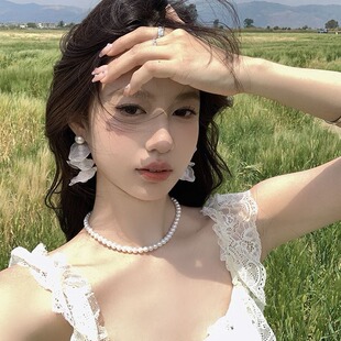 风吹麦浪 度假风雪纺流苏耳环女夏天超仙气质耳饰