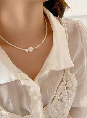 轻奢优雅锆石珍珠项链女2025新款爆款气质锁骨链小众高级感颈链