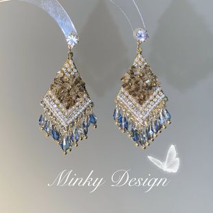 「洛神羽翼」波西米亚风复古耳环蚊香盘耳夹无耳洞美拉德棕色耳饰