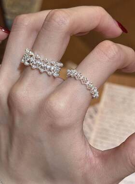 【很多星星】银白蕾丝珍珠戒指复古高级感小众百搭独特精致戒环女