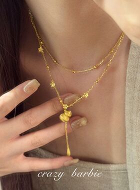 双层金葫芦项链新中式锁骨链不掉色高级感颈链轻奢饰品配饰女