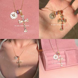 【无畏之星】Fearless Heart甜酷八芒星锁骨链紫粉精致十字架项链