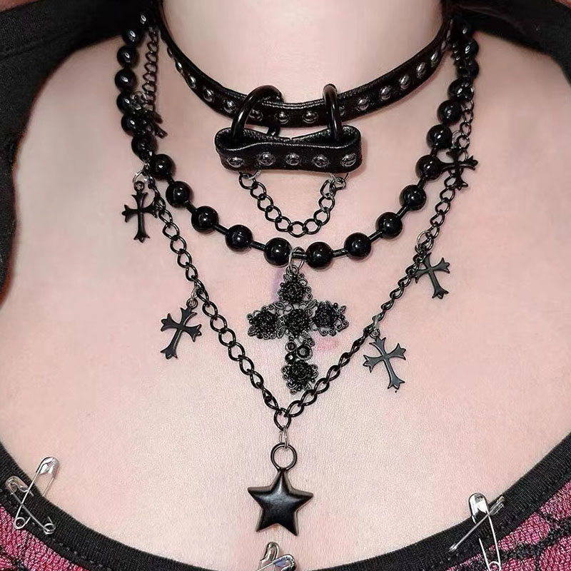 Y2K辣妹亚文化朋克星星三层项链