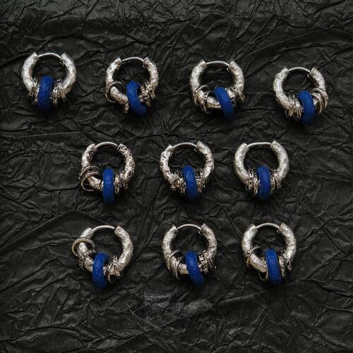 【暗锁流年】中古肌理跑环耳环高级时尚复古清冷时尚耳扣锤纹耳饰