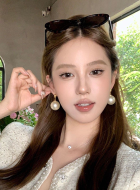 【蜜桃茶】尤莉之诗 轻奢大号珍珠吊坠耳环2025新款高级感耳饰女