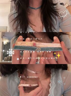 复古绒布温柔choker颈链女秋冬气质小众设计感百搭项圈项链脖颈带