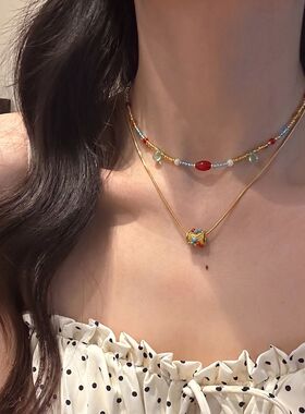 新中式丝绸之路敦煌配色项链女国风古风西域风情小众精致锁骨链潮