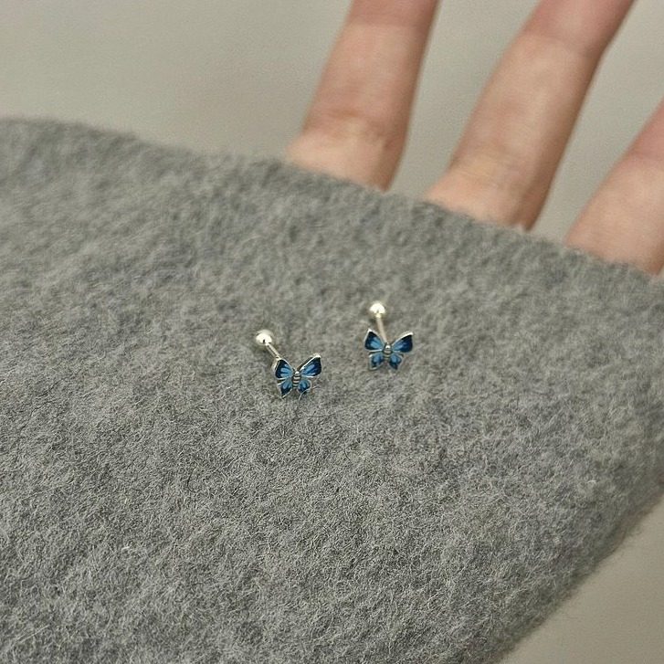 蓝色小号蝴蝶养耳洞耳钉小巧精致耳骨钉小众轻奢高级感时尚,饰品/流行首饰/时尚饰品新,耳钉,淘宝优惠券,粉丝福利购,淘宝优惠卷
