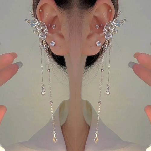 夏季超仙精灵蝴蝶流苏耳夹