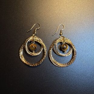 Brass 开花 橄榄 Vintage古着 耳饰 Orb美拉德圆圈几何耳环