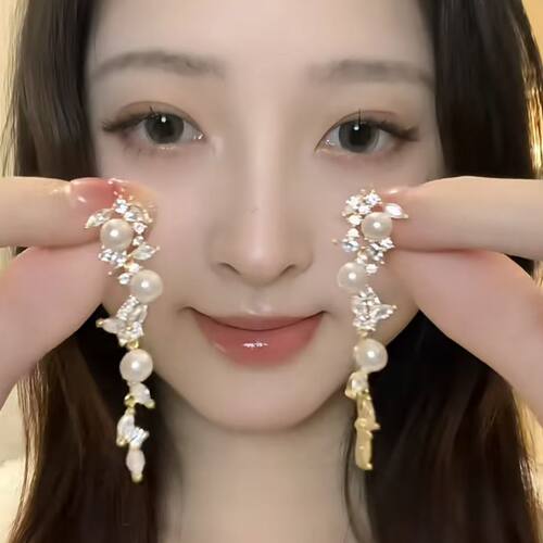 法式精致蝴蝶珍珠款蚊香盘耳夹高级感独特设计流苏无耳洞耳环耳饰