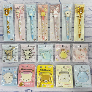 日本 san-x限定角落轻松熊系列人物造型树脂付笺小夹子圆珠笔