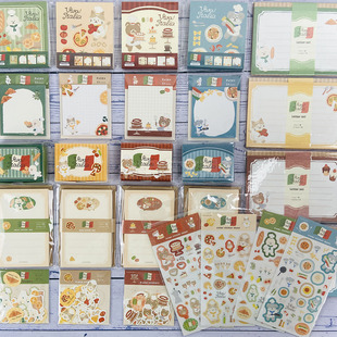日本古川纸工意大利餐厅动物便签本付笺 信纸套装 贴纸包