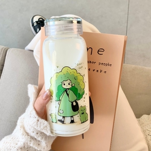 森系高级感轻奢水杯2026新款高硼硅玻璃杯女高颜值泡茶杯茶水分离