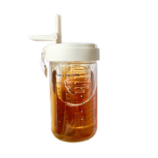 提醒喝水！高颜值茶水分离大容量吸管杯耐热玻璃刻度泡茶杯子女生