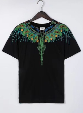 正品Marcelo 马塞洛MB翅膀短袖T恤孔雀印花男女同款潮牌夏季半袖T