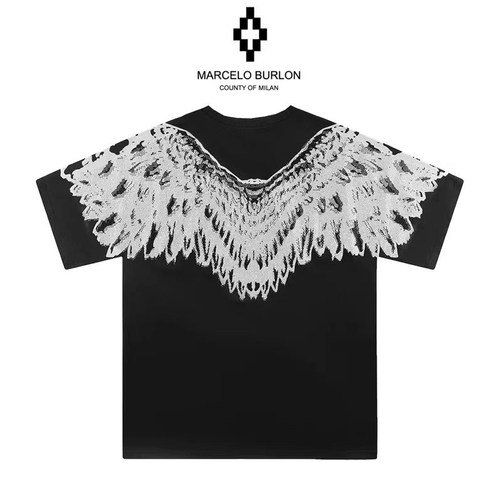 潮牌正品翅膀烫钻短袖T恤