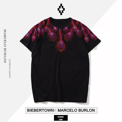 正品Marcelo Burlon马塞洛布隆MB翅膀刺绣短袖T恤男女同款潮牌夏