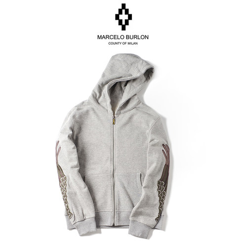 正品Marcelo Burlon马塞洛布隆MB翅膀连帽外套男女款休闲帽衫潮