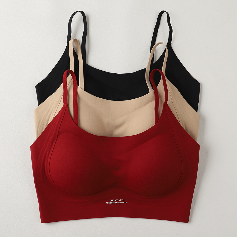 秋冬季磨毛保暖文胸小胸加厚聚拢无痕吊带本命年结婚红色美背胸罩