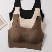 无痕内衣女小胸聚拢美背聚拢防走光运动背心夏乳胶胸垫一体文胸罩