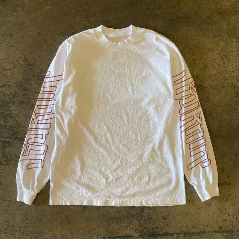 300克重磅！百搭美式时尚长袖t恤复古显瘦印花小众上衣情侣装vibe