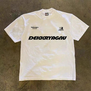 100%纯棉重磅300克简约风个性vintage短袖复古夏季T恤黑色男小众