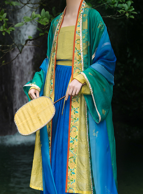 裳宫语【醉绮光】宋制汉服双色天丝直领长褙子百迭裙吊带披帛春秋