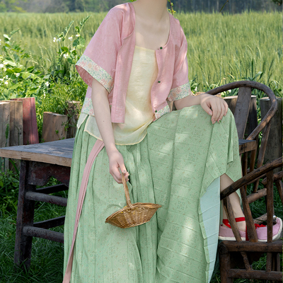 裳宫语【夭夭】唐制汉服复原风改良国风唐背子褶裙日常通勤夏