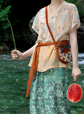 裳宫语歌儿欢唐制汉服汉元素半臂改良束脚裤日常通勤夏*售完不补