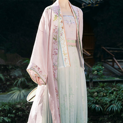 裳宫语春晖令宋制汉服全缘边绣花长褙子飞机袖百迭裙*售完不补