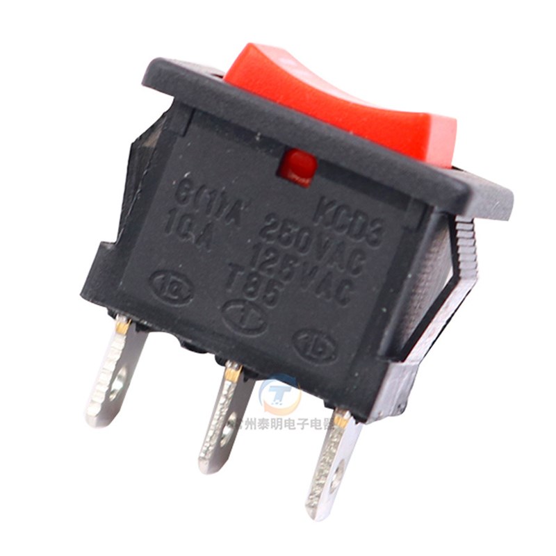 翘板船型按钮开关船形电源跳r板KCD10-103黑色3脚3档船行船式三档