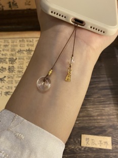 「岁安澜」天然白水晶平安扣手机链挂绳钥匙扣u盘挂件新中式挂饰