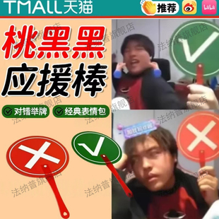 桃黑黑同款对错手举牌粉丝用应援棒英语课堂上课裁判评委打分可用