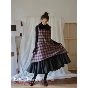 KIM Edge」可拆卸毛领菱格拼接假两件背心花苞裙 Classic「Rug