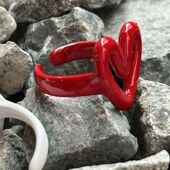 Enamel Heart Rings Hiphop Love Red Women for Punk Fashion